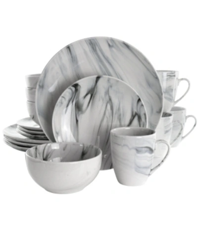 Elama Fine Marble Dinnerware Set Of 16 Pieces In White