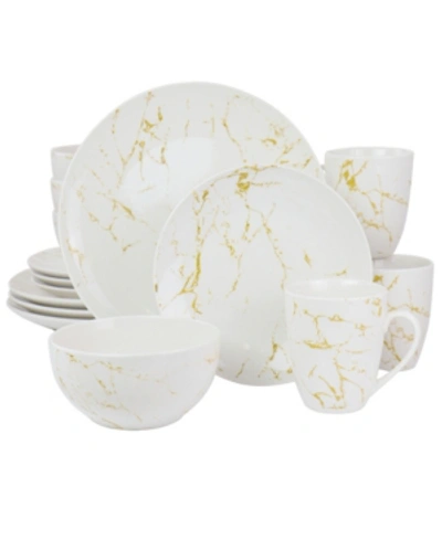 Elama Fine Marble Dinnerware Set Of 16 Pieces In White