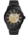 Fossil Men's Flynn Automatic, Black-tone Stainless Steel Watch In Black