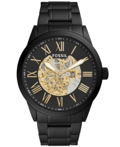 FOSSIL MEN'S FLYNN AUTOMATIC BLACK STAINLESS STEEL WATCH 48MM