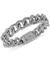 Macy's Men's Cubic Zirconia Curb Link Bracelet In Stainless Steel In Stainless Steel