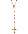 SYMBOLS OF FAITH 14K GOLD-DIPPED RED BEAD AND RED ENAMEL ROSARY