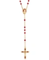 Symbols Of Faith 14k Gold-dipped Red Bead And Red Enamel Rosary In Gold-tone