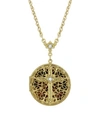 Symbols Of Faith 14k Gold Dipped Crystal Cross Round Locket Necklace In White