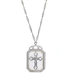 SYMBOLS OF FAITH SILVER-TONE FROSTED STONE WITH CRYSTAL CROSS LARGE PENDANT NECKLACE