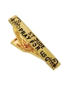 Symbols Of Faith 14k Gold-dipped St. Jude "pray For Us" Tie Bar Clip In Gold-tone