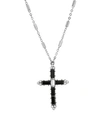 SYMBOLS OF FAITH PEWTER BLACK CLEAR CRYSTAL CROSS NECKLACE