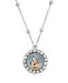 SYMBOLS OF FAITH SILVER-TONE ROUND MOTHER AND CHILD NECKLACE