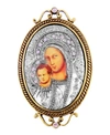 Symbols Of Faith 14k Gold-dipped And Silver-tone Purple Crystal Enamel Iconica Mary Brooch In Gray