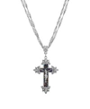 Symbols Of Faith Pewter Crucifix With Purple Seeded Beads Necklace In Purple