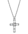 SYMBOLS OF FAITH PEWTER CRYSTAL SMALL CROSS NECKLACE