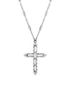 Symbols Of Faith Pewter Crystal Cross Silver-tone Chain Necklace In White