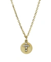 SYMBOLS OF FAITH 14K GOLD DIPPED CARDED CRYSTAL CROSS WITH ROUND DISC NECKLACE