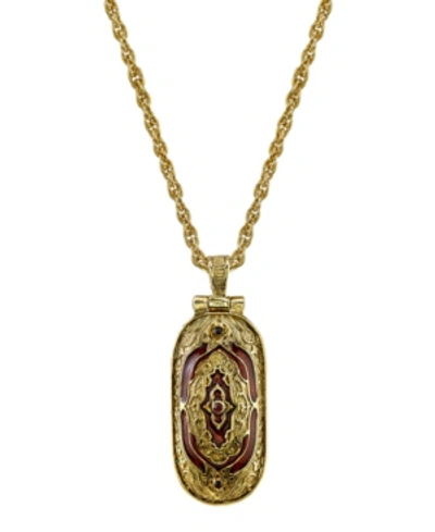 Symbols Of Faith 14k Gold-dipped Red Enamel Swing Open Pendant Enclosed Crucifix Necklace