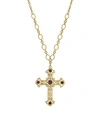 SYMBOLS OF FAITH 14K GOLD DIPPED AMETHYST CROSS NECKLACE