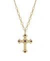 Symbols Of Faith 14k Gold Dipped Amethyst Cross Necklace In Purple