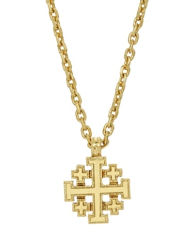 Symbols Of Faith 14k Gold-dipped Jerusalem Cross Pendant Necklace In Yellow