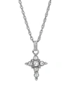 SYMBOLS OF FAITH SILVER-TONE CRYSTAL CROSS PENDANT NECKLACE