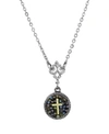 SYMBOLS OF FAITH SILVER-TONE CARDED MULTI COLOR ROUND BEADED CROSS NECKLACE