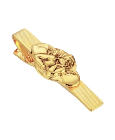 Symbols Of Faith 14k Gold-dipped Angel Tie Bar Clip In Gold-tone