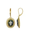 SYMBOLS OF FAITH 14K GOLD DIPPED CARDED MULTI COLOR BEADED CRYSTAL CROSS EURO WIRE EARRING