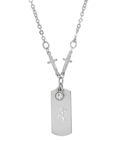 Symbols Of Faith Silver-tone Crystal Cross Chain Joy Necklace In White