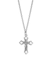 SYMBOLS OF FAITH SILVER-TONE CRUCIFIX CROSS NECKLACE