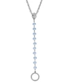 Symbols Of Faith Silver-tone Blue Beaded Mary Medallion Necklace With Eyeglass Holder In Blue