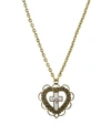 Symbols Of Faith Gold-tone Heart With White Floral Cross Necklace In White