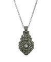 Symbols Of Faith Pewter Crystal Blue Enamel Virgin Mary Locket Pendant In White