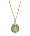 SYMBOLS OF FAITH 14K GOLD-DIPPED BLUE ENAMEL MARY AND CHILD PENDANT NECKLACE