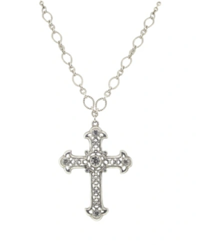 Symbols Of Faith Crystal Large Cross Necklace In White
