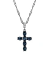 SYMBOLS OF FAITH PEWTER BLUE CRYSTAL CROSS SILVER-TONE TWISTED NECKLACE