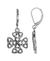 Symbols Of Faith Silver-tone Celtic Trinity Cross Earrings In Gray