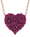 Le Vian Passion Ruby Heart Cluster 17-1/2" Pendant Necklace (3/4 Ct. T.w.) In 14k Rose Gold In Rose