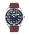 Spinnaker Men's Fleuss Automatic Red Genuine Leather Strap Watch, 43mm In Prussian Blue