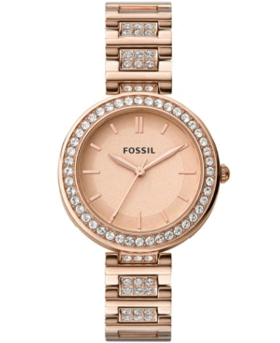 Fossil Women's Karli Three-hand, Rose Gold-tone Stainless Steel Watch In Beige