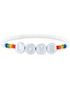 Macy's Diamond Accent Pride Beaded Stretch Bracelet In Sterling Silver In Sterling Silver