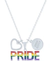 Macy's Diamond Accented Disc, Heart & Pride Pendant Necklace In Sterling Silver, 16" + 4" Extender In Sterling Silver