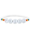 MACY'S DIAMOND ACCENT PRIDE BEADED STRETCH BRACELET IN STERLING SILVER