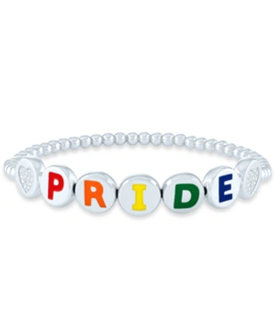 Macy's Diamond Accent Pride Beaded Bracelet In Sterling Silver