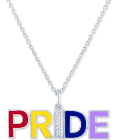 Macy's Diamond Accent Pride Pendant Necklace In Sterling Silver, 16" + 4" Extender