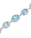 Macy's Blue Topaz (7-3/8 Ct. T.w.) & Diamond (1/10 Ct. T.w.) Link Bracelet In Sterling Silver In Blue Group
