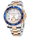 STUHRLING MEN'S CHRONOGRAPH DIVER ROSE GOLD-TONE AND SILVER-TONE LINK BRACELET 42MM