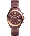 FOSSIL WOMEN'S MODERN COURIER CHRONOGRAPH WINE STAINLESS STEEL WATCH 36MM