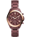 Fossil Women's Modern Courier Chronograph, Wine-tone Stainless Steel Watch In Wine