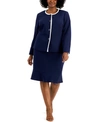 Le Suit Flared-hem Skirt Suit, Regular And Petite Sizes In Indigo/vanilla Ice
