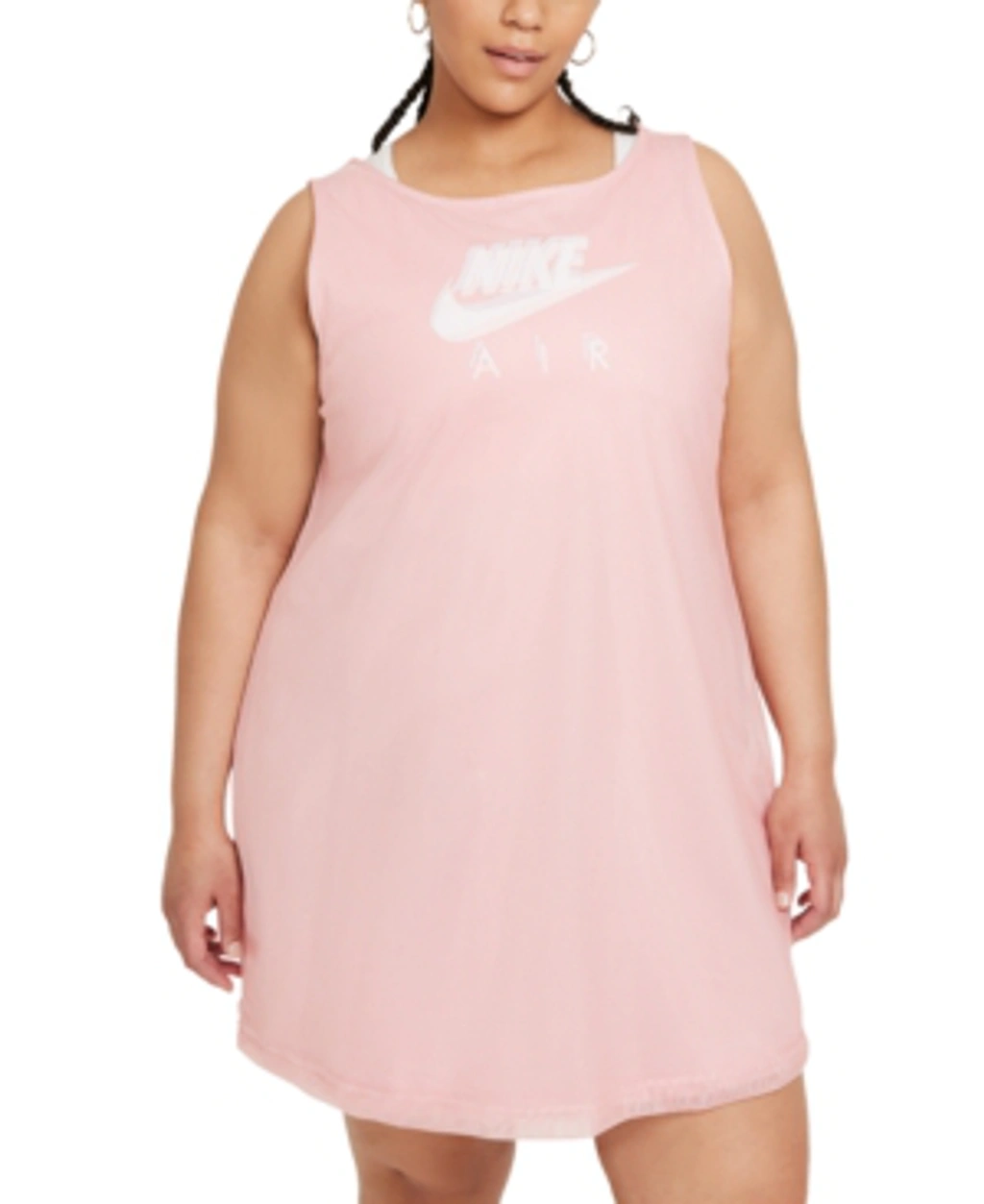 Nike Air Plus Size Mesh-overlay Dress In Pink Glaze,white ModeSens