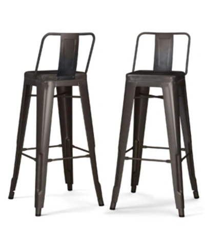 Simpli Home Rayne Metal Bar Stool, Set Of 2 In Gun Metal Gray