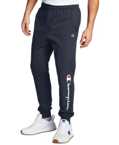 Champion Men's Standard-fit Script Logo-print Joggers In Navy